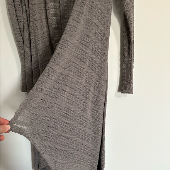 Aeropostale Womens Large Open Knit Duster Cardigan Gray Boho Fairy Grunge - Picture 2 of 10
